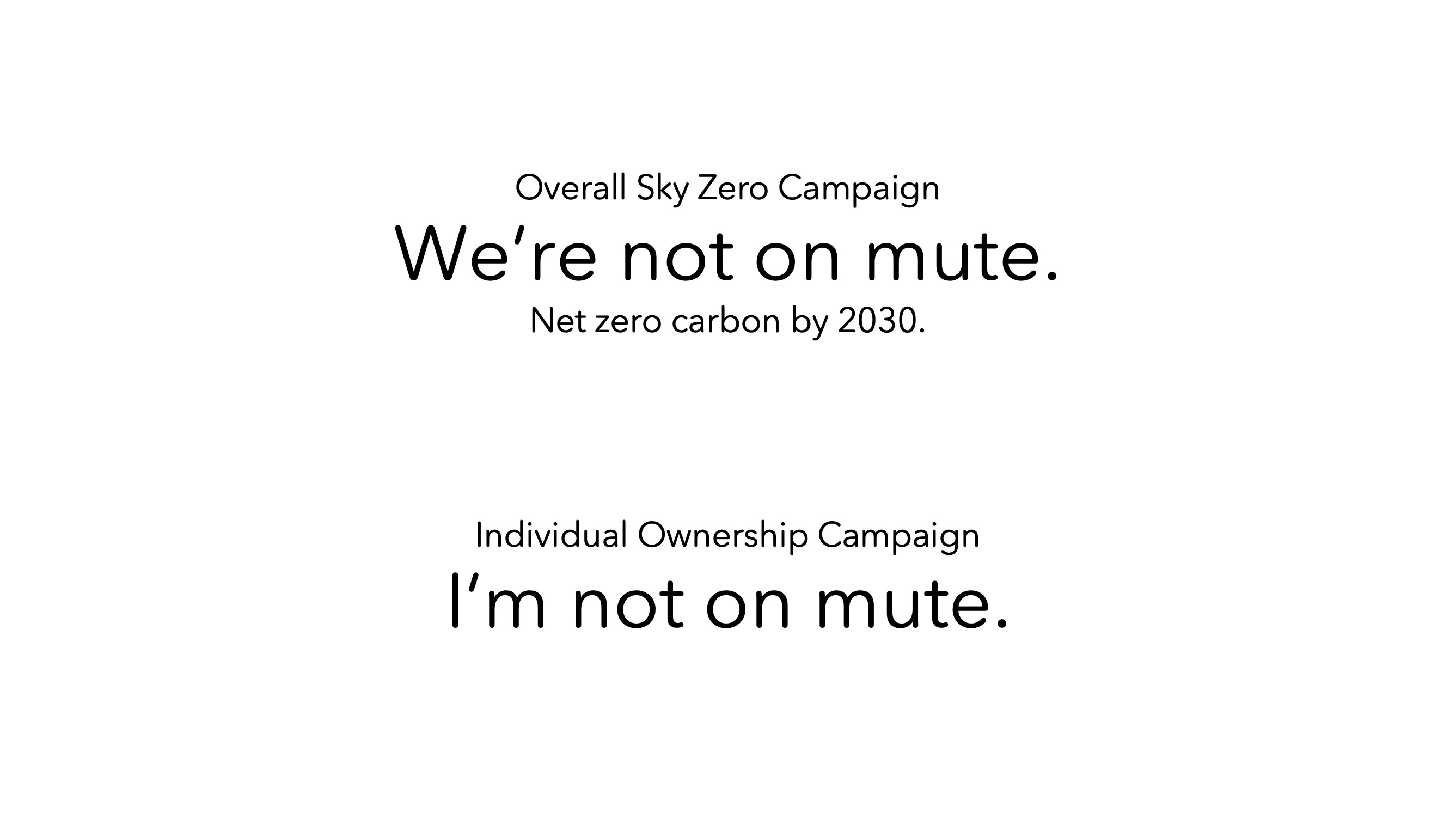 Sky Zero campaign copy